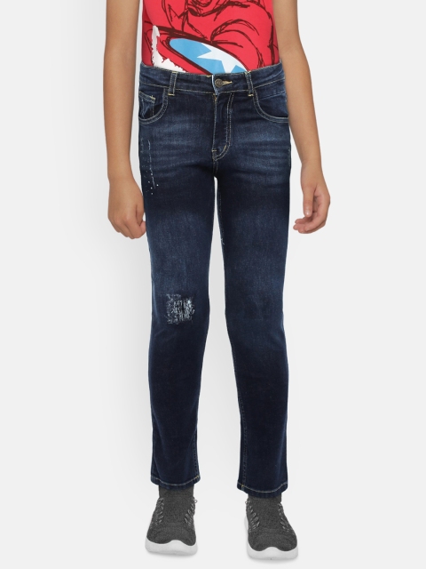 

Gini and Jony Boys Navy Blue & Navy Blue Slim Fit Mid-Rise Low Distress Jeans
