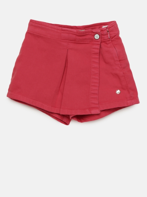 

Gini and Jony Girls Coral Red Solid Skorts