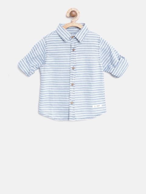 

Gini and Jony Boys Blue & White Regular Fit Striped Casual Shirt