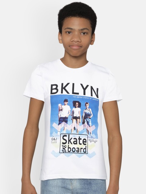 

Palm Tree Boys White Printed Round Neck T-shirt