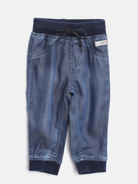 

Gini and Jony Girls Navy Regular Fit Solid Chambray Joggers, Navy blue