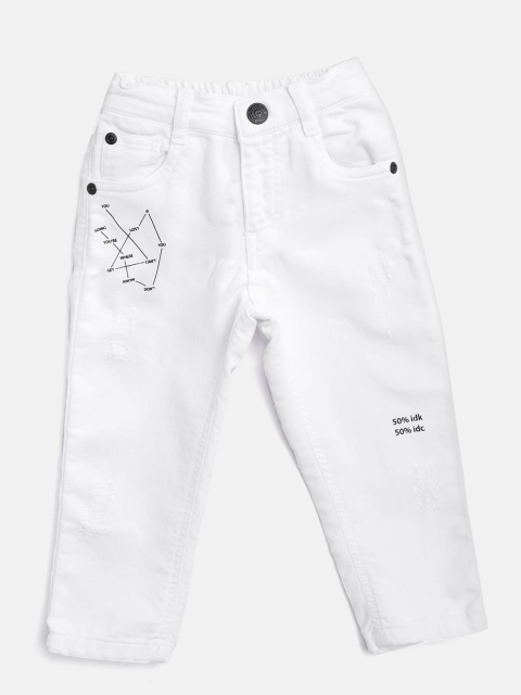 

Gini and Jony Boys White Regular Fit Mid-Rise Low Distress Stretchable Jeans