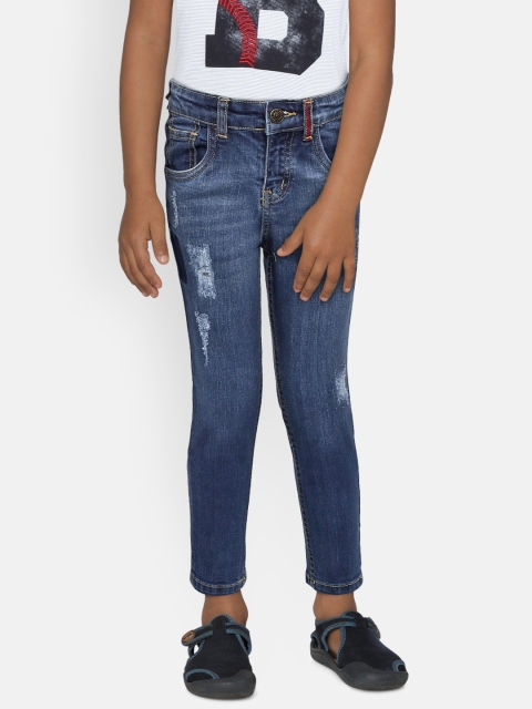 

Gini and Jony Boys Blue Slim Fit Mid-Rise Mildly Distressed Stretchable Jeans