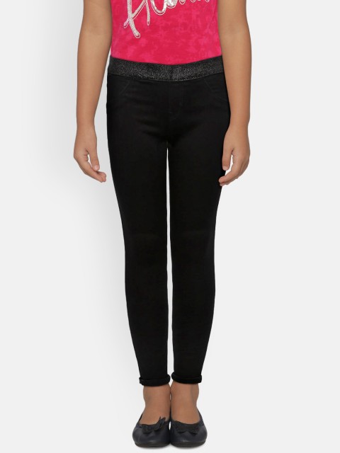 

Palm Tree Girls Black Solid Elasticated Jeggings