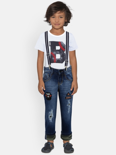 

Gini and Jony Boys Navy Blue Regular Fit Mid-Rise Mildly Distressed Jeans