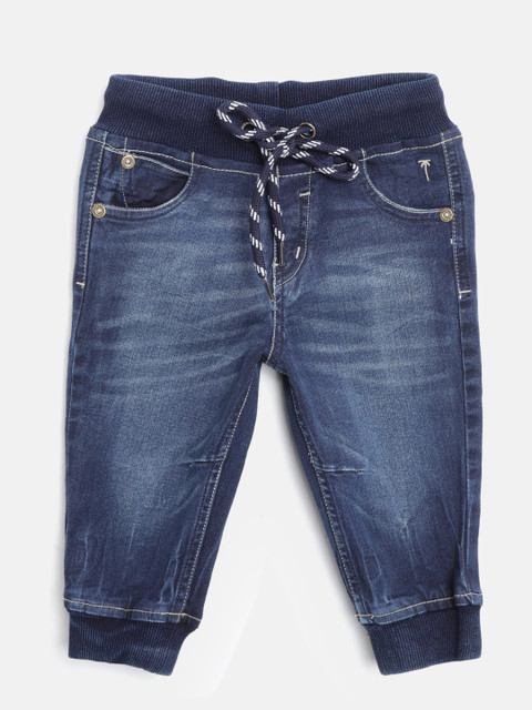 

Palm Tree Boys Blue Regular Fit Washed Denim Joggers