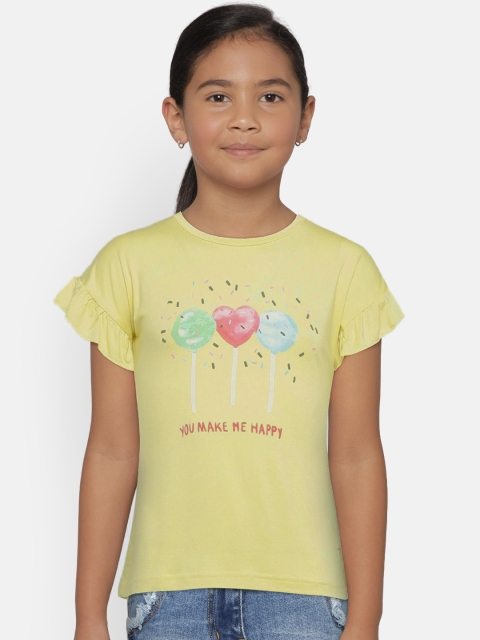 

Palm Tree Girls Yellow Printed Top