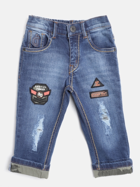 

Gini and Jony Boys Navy Regular Fit Mid-Rise Low Distress Stretchable Jeans, Navy blue