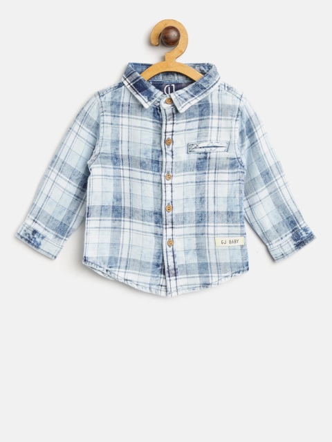 

Gini and Jony Boys Blue Regular Fit Checked Casual Shirt