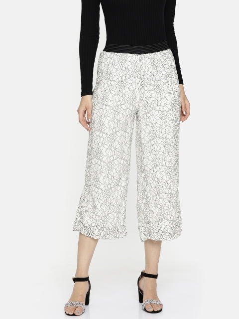 

CODE by Lifestyle Women White Regular Fit Self Design Parallel Trousers