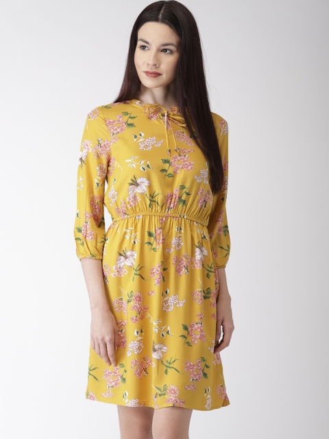 

Bossini Women Yellow Printed Fit and Flare Dress