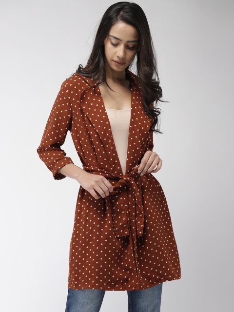 

Bossini Brown Printed Longline Tie-Up Shrug