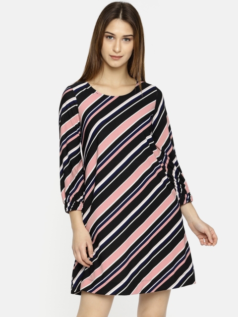 

CODE by Lifestyle Women Pink & Navy Striped A-Line Dress