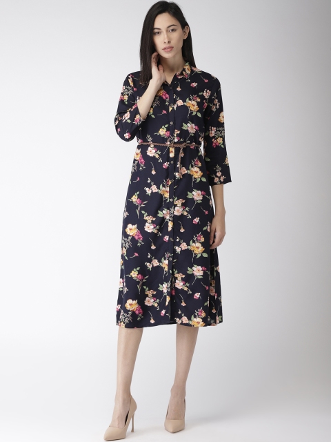 

Bossini Women Navy Blue Printed Shirt Dress