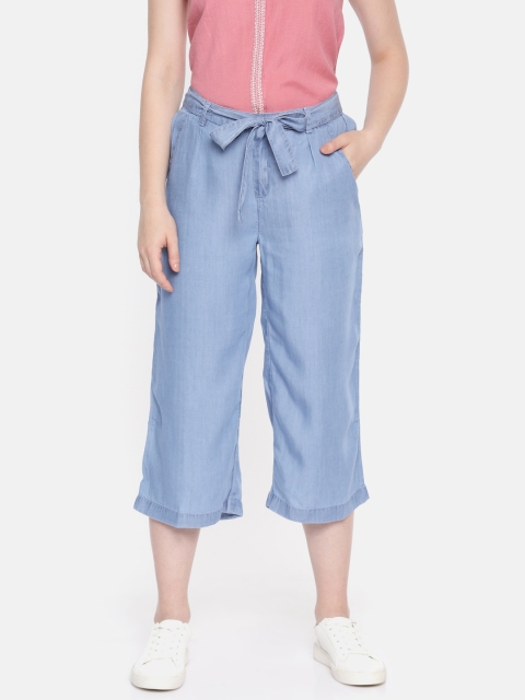 

Fame Forever by Lifestyle Women Blue Regular Fit Solid Chambray Cropped Culottes