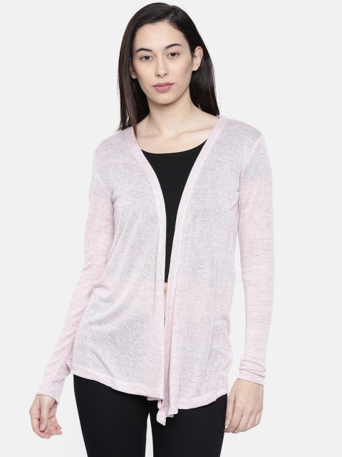 

Bossini Pink Solid Open Front Shrug