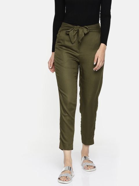 

CODE by Lifestyle Women Olive Green Regular Fit Solid Trousers