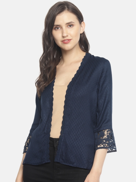 

CODE by Lifestyle Women Black Solid Open Front Shrug, Navy blue