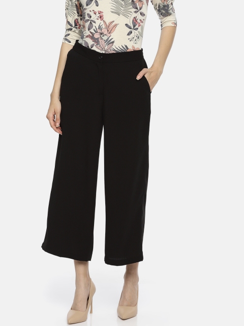 

CODE by Lifestyle Women Black Solid Regular Trousers