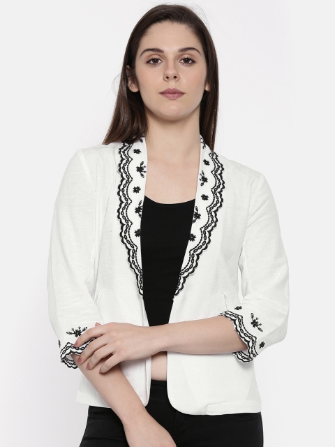 

CODE by Lifestyle White Embroidered Open Front Shrug