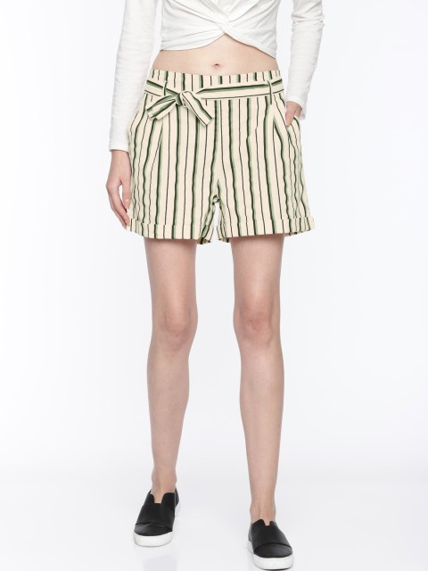 

Fame Forever by Lifestyle Women Beige Striped Regular Fit Shorts