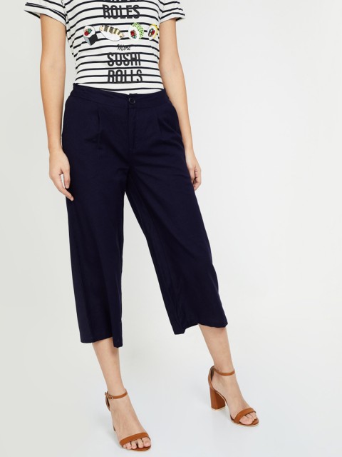 

Fame Forever by Lifestyle Women Navy Blue Regular Fit Solid Culottes