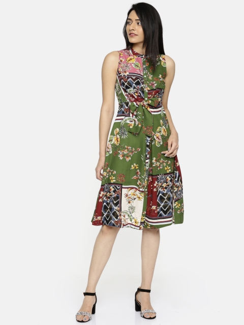 

CODE by Lifestyle Women Green Printed Shirt Dress