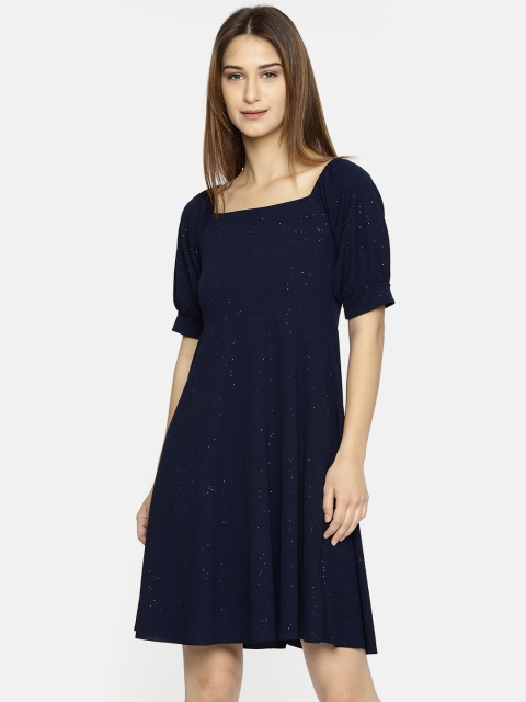 

CODE by Lifestyle Women Navy Blue Solid A-Line Dress