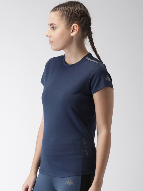 

Kappa Women Navy Blue Solid Round Neck T-shirt