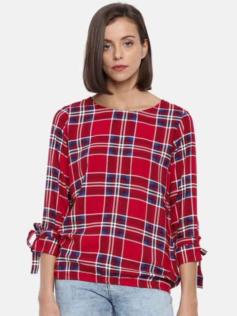 

Fame Forever by Lifestyle Women Red Checked Blouson Top