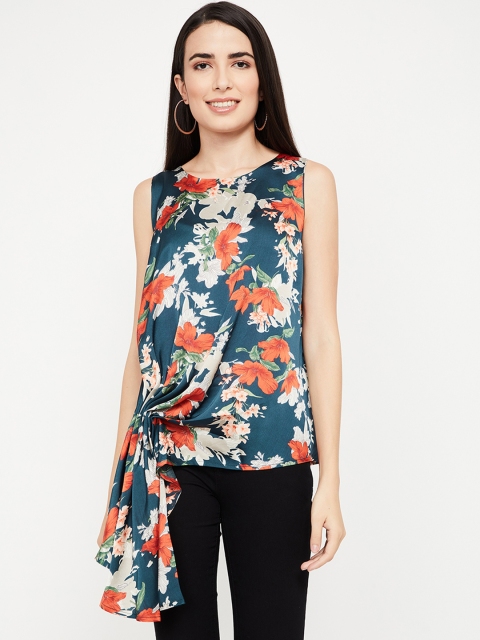 

CODE by Lifestyle Women Teal Blue Printed Top