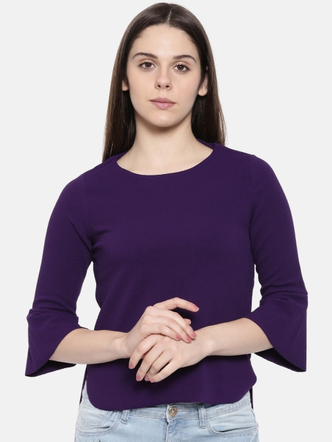 

CODE by Lifestyle Women Purple Self Design High-Low Top