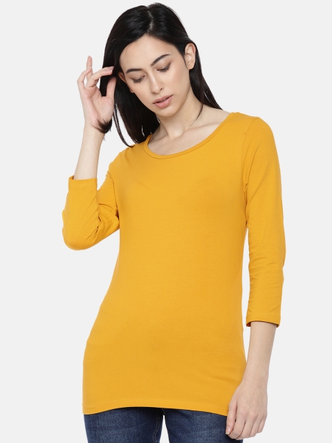 

Bossini Women Mustard Yellow Solid Top