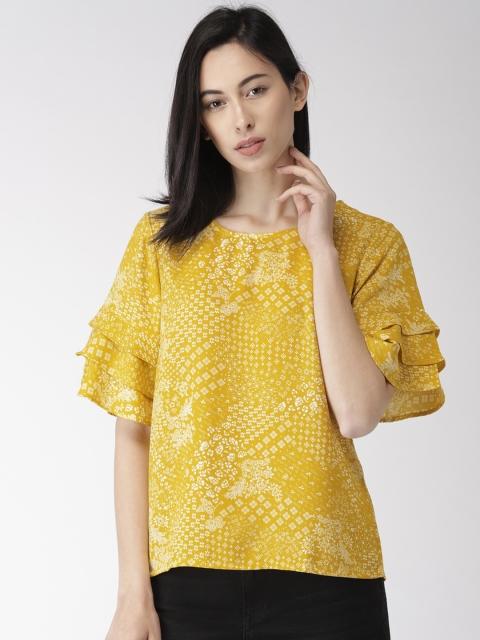 

Bossini Women Mustard Yellow Printed Top