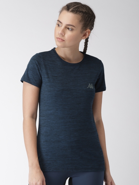 

Kappa Women Navy Solid Round Neck T-shirt, Navy blue