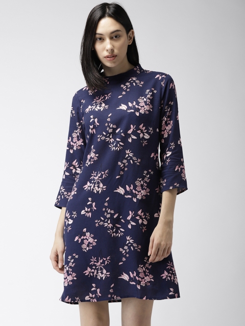 

Bossini Women Navy Blue & Pink Printed A-Line Dress