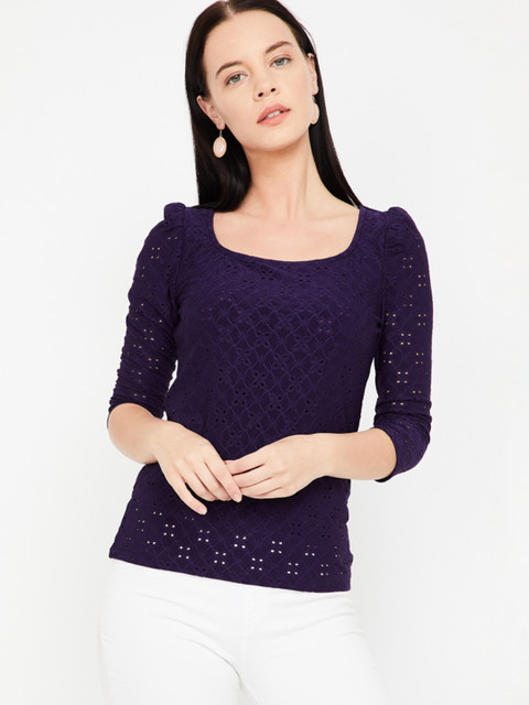 

CODE by Lifestyle Women Purple Self Design Top