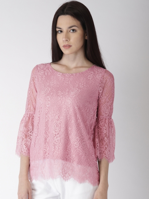 

Bossini Women Pink Self Design Lace Top