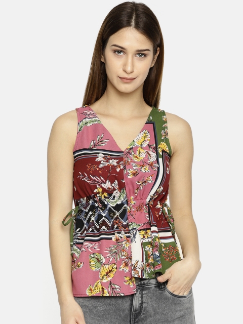 

CODE by Lifestyle Women Multicoloured Printed Cinched Waist Top, Multi