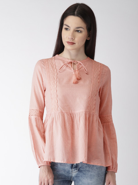 

Bossini Women Peach-Coloured Solid Top