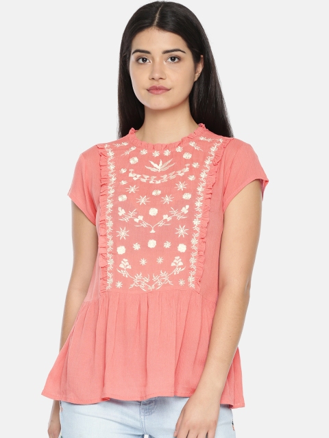 

Bossini Women Pink Solid Peplum Top