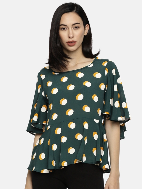 

CODE by Lifestyle Women Green Printed Peplum Top