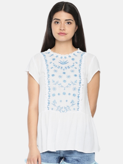 

Bossini Women White Self Design A-Line Top