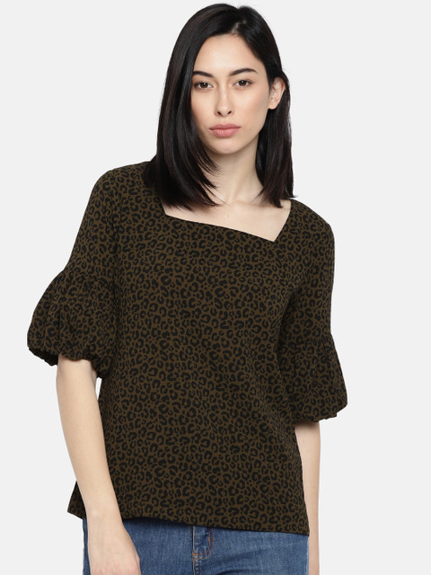 

CODE by Lifestyle Women Olive Green Printed Top