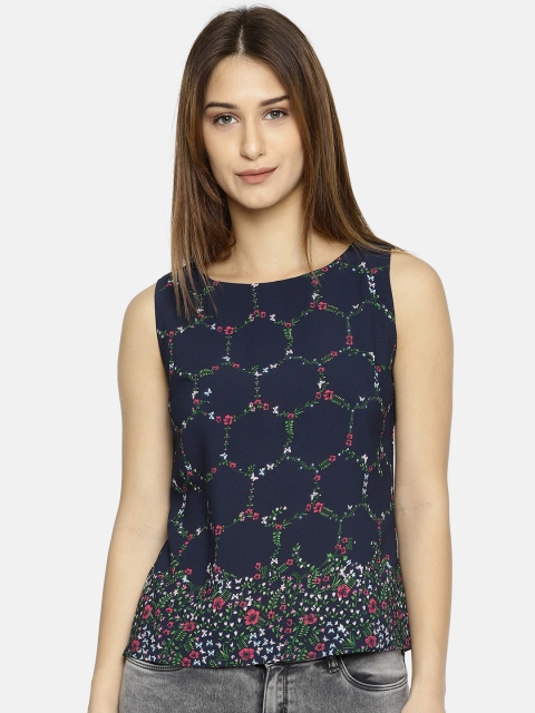 

CODE by Lifestyle Women Navy Blue Printed Top
