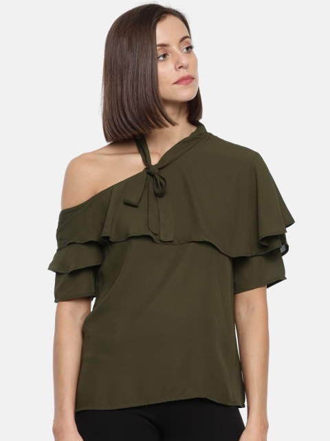 

CODE by Lifestyle Women Olive Green Solid Top