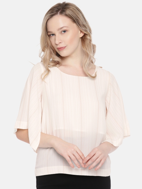 

CODE by Lifestyle Women Off-White & Brown Striped Top