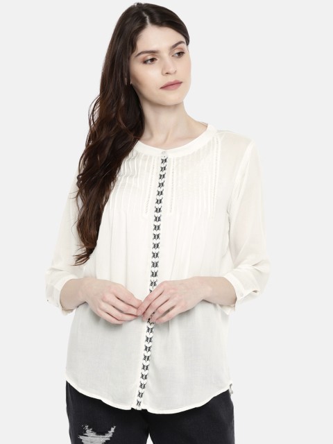

Fame Forever by Lifestyle Women White Self Design Shirt Style Top