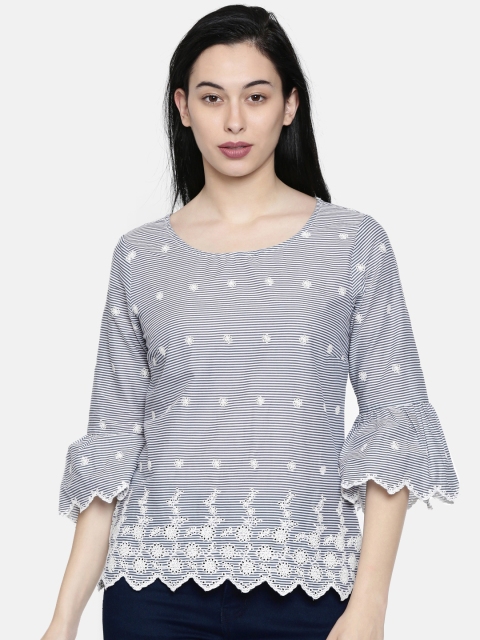 

Bossini Women Grey & White Striped Top