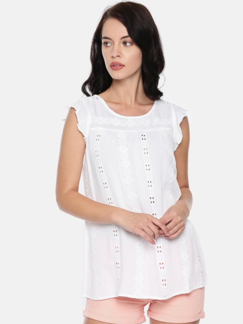 

Bossini Women White Self Design A-Line Top